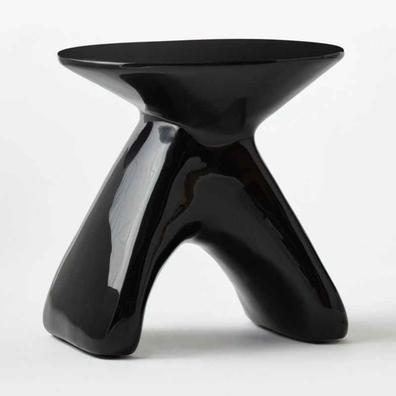 Forcella High-Gloss Black Cement Side Table 8 Forcella High-Gloss Black Cement Side Table - Image 6