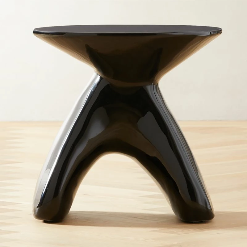 Forcella High-Gloss Black Cement Side Table 3 Forcella High-Gloss Black Cement Side Table
