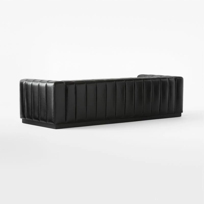 Forte Extra-Large Channeled Black Leather Sofa 101" 7 Forte Extra-Large Channeled Black Leather Sofa 101" - Image 5