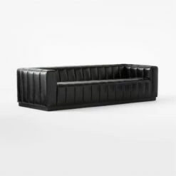 Forte Extra-Large Channeled Black Leather Sofa 101" 10 Forte Extra-Large Channeled Black Leather Sofa 101" -marin sHOP ForteChnnldBkLthrLgSofa3QSSF22