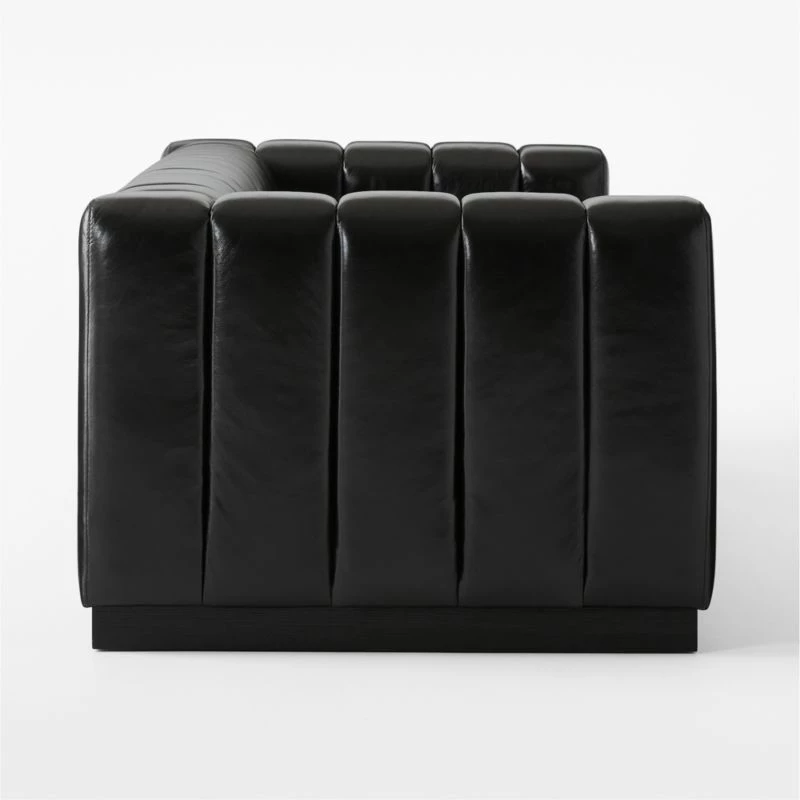 Forte Extra-Large Channeled Black Leather Sofa 101" 6 Forte Extra-Large Channeled Black Leather Sofa 101" - Image 4