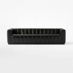 Forte Extra-Large Channeled Black Leather Sofa 101" 9 Forte Extra-Large Channeled Black Leather Sofa 101" -marin sHOP ForteChnnldBkLthrLgSofaSOSSF22