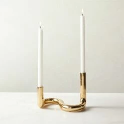 Freya Brass Double Taper Candle Holder -marin sHOP FreyaBrassTaperHolderAVSHS22