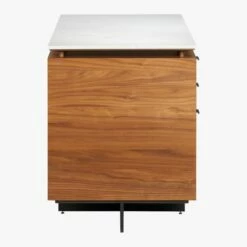 Fullerton 6-Drawer Walnut Wood Desk With White Marble Top -marin sHOP FullertonMdlrDskW2DrwrsSDS18