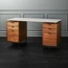 Fullerton 6-Drawer Walnut Wood Desk With White Marble Top -marin sHOP FullertonMdlrDskW2DrwrsSHS18 1x1
