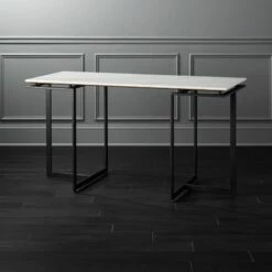 Fullerton Black Metal Desk With White Marble Top
