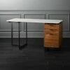 Fullerton 3-Drawer Metal And Walnut Wood Desk With White Marble Top -marin sHOP FullertonMdlrDskWDrwrLegSHS18 1x1