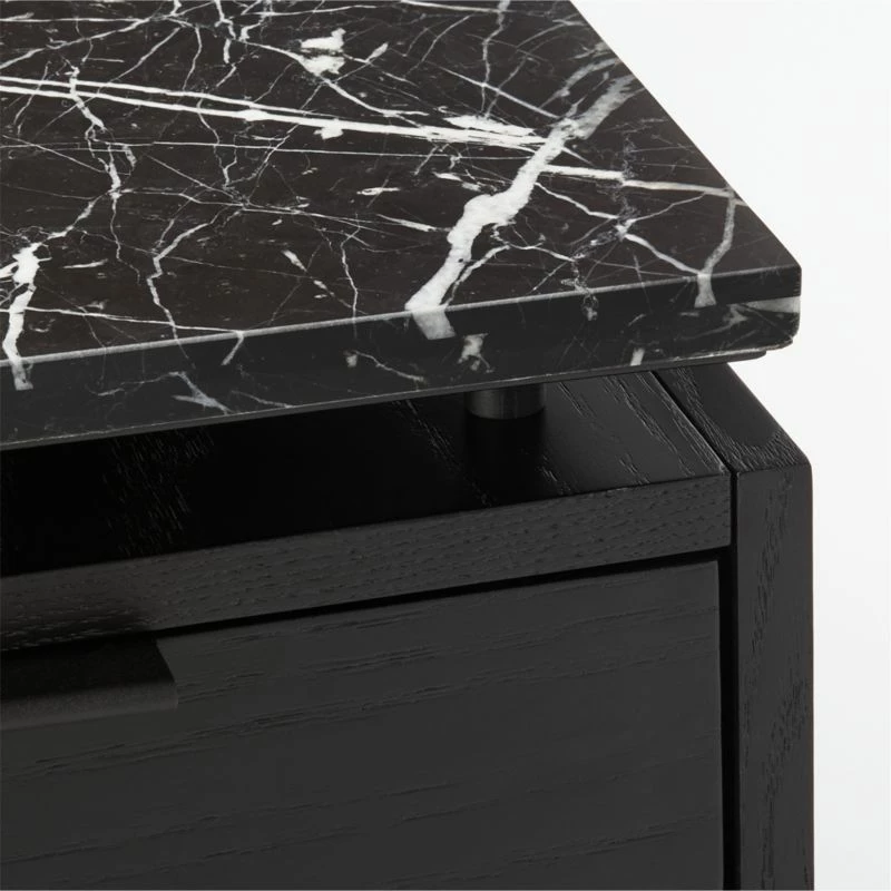 Fullerton 3-Drawer Black Metal And Oak Wood Desk With Black Marble Top 10 Fullerton 3-Drawer Black Metal And Oak Wood Desk With Black Marble Top - Image 8