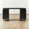 Fullerton 6-Drawer Black Oak Wood Desk With Black Marble Top -marin sHOP FullertonModBkDkW2BkDrwSHF20 1x1