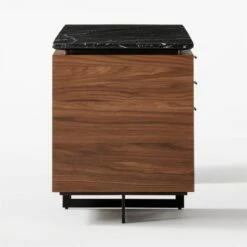 Fullerton 6-Drawer Walnut Wood Desk With Black Marble Top 13 Fullerton 6-Drawer Walnut Wood Desk With Black Marble Top -marin sHOP FullertonModBkDkW2WltDrwSDF20