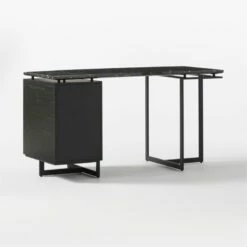 Fullerton 3-Drawer Black Metal And Oak Wood Desk With Black Marble Top 16 Fullerton 3-Drawer Black Metal And Oak Wood Desk With Black Marble Top -marin sHOP FullertonModBkDkWBkDrNLg3QBF20