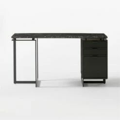Fullerton 3-Drawer Black Metal And Oak Wood Desk With Black Marble Top 14 Fullerton 3-Drawer Black Metal And Oak Wood Desk With Black Marble Top -marin sHOP FullertonModBkDkWBkDrNLgSOF20