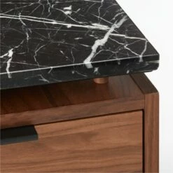 Fullerton 3-Drawer Metal And Walnut Wood Desk With Black Marble Top -marin sHOP FullertonModBkDkWWlDrNLgAVF20