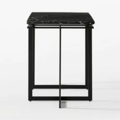 Fullerton Black Metal Desk With Black Marble Top -marin sHOP FullertonModBkDskWTwoLegsSDF20