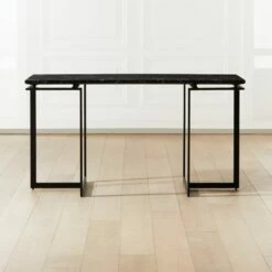 Fullerton Black Metal Desk With Black Marble Top