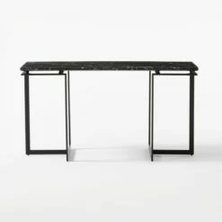 Fullerton Black Metal Desk With Black Marble Top -marin sHOP FullertonModBkDskWTwoLegsSOF20