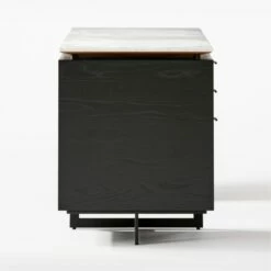 Fullerton 3-Drawer Black Metal And Oak Wood With White Marble Top -marin sHOP FullertonModWtDkW2BkDrwSDF20 1