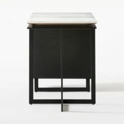 Fullerton 3-Drawer Black Metal And Oak Wood With White Marble Top -marin sHOP FullertonModWtDkWBkDrNLgSDF20