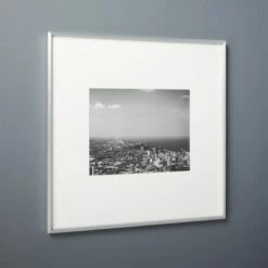 Gallery Brushed Silver Picture Frame With White Mat 11"x14"