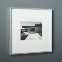 Gallery Brushed Silver Picture Frame With White Mat 8"x10"