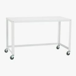 Go-Cart White Metal Desk On Wheels -marin sHOP GoCartDeskWhite3QS13