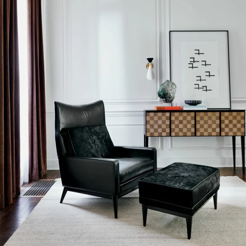 Embassy Black Lounge Chair 314 And Ottoman 310 Set 4 Embassy Black Lounge Chair 314 And Ottoman 310 Set - Image 2