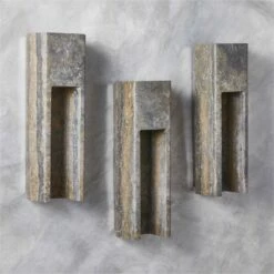 Graziano Indoor/Outdoor Dark Grey Travertine Wall Sconce -marin sHOP GrazianoGryTrvrtnWllScncAVSHF23