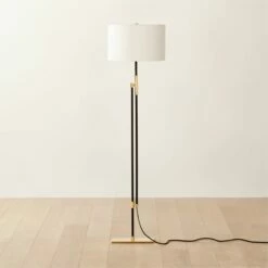 Greco Polished Brass And Black Foor Lamp