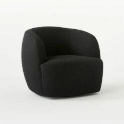 Gwyneth Black Boucle Swivel Chair Set Of 2 -marin sHOP GwynethBkBclChairBlcNoir3QSSS21 1