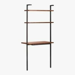 Helix Walnut Wood Wall Mount Desk With Shelves 70'' 16 Helix Walnut Wood Wall Mount Desk With Shelves 70'' -marin sHOP HelixShortDeskWalnut3QBS20