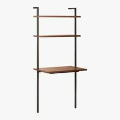 Helix Walnut Wood Wall Mount Desk With Shelves 70'' 14 Helix Walnut Wood Wall Mount Desk With Shelves 70'' -marin sHOP HelixShortDeskWalnut3QS20