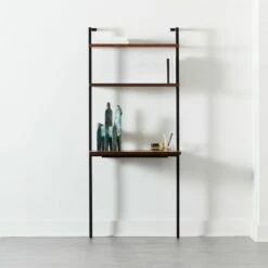 Helix Walnut Wood Wall Mount Desk With Shelves 70'' 11 Helix Walnut Wood Wall Mount Desk With Shelves 70'' -marin sHOP HelixShortDeskWalnutROS20 1x1