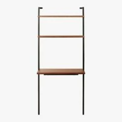 Helix Walnut Wood Wall Mount Desk With Shelves 70'' 13 Helix Walnut Wood Wall Mount Desk With Shelves 70'' -marin sHOP HelixShortDeskWalnutSOS20