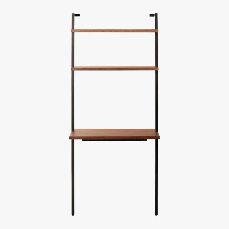 Helix Walnut Wood Wall Mount Desk With Shelves 70'' 6 Helix Walnut Wood Wall Mount Desk With Shelves 70'' - Image 4