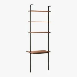 Helix Walnut Wood Wall Mount Desk With Shelves 96'' 15 Helix Walnut Wood Wall Mount Desk With Shelves 96'' -marin sHOP HelixTallDeskWalnut3QBS20