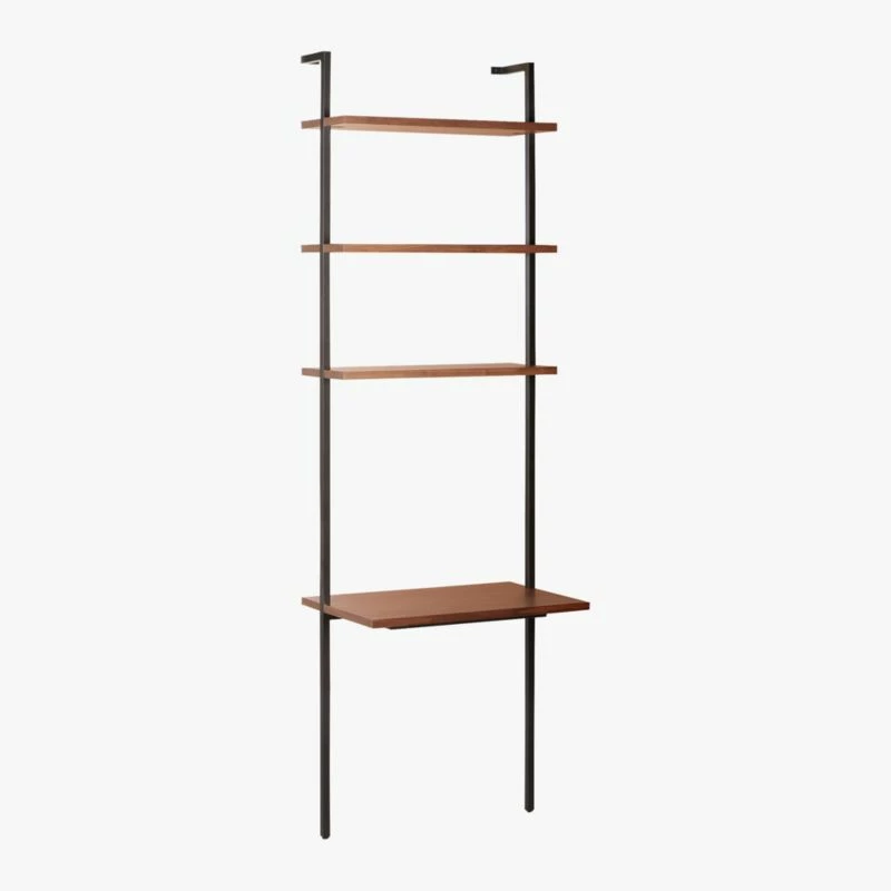 Helix Walnut Wood Wall Mount Desk With Shelves 96'' 7 Helix Walnut Wood Wall Mount Desk With Shelves 96'' - Image 5