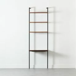 Helix Walnut Wood Wall Mount Desk With Shelves 96''