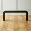 Horseshoe Black Lacquered Linen Console Table 80'' 1 Horseshoe Black Lacquered Linen Console Table 80'' -marin sHOP HorseshoeBkLqdLn80inCnslSHF21