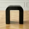 Horseshoe Black Lacquered Linen Side Table -marin sHOP HorseshoeBkLqdLnSqSdTblSHF21