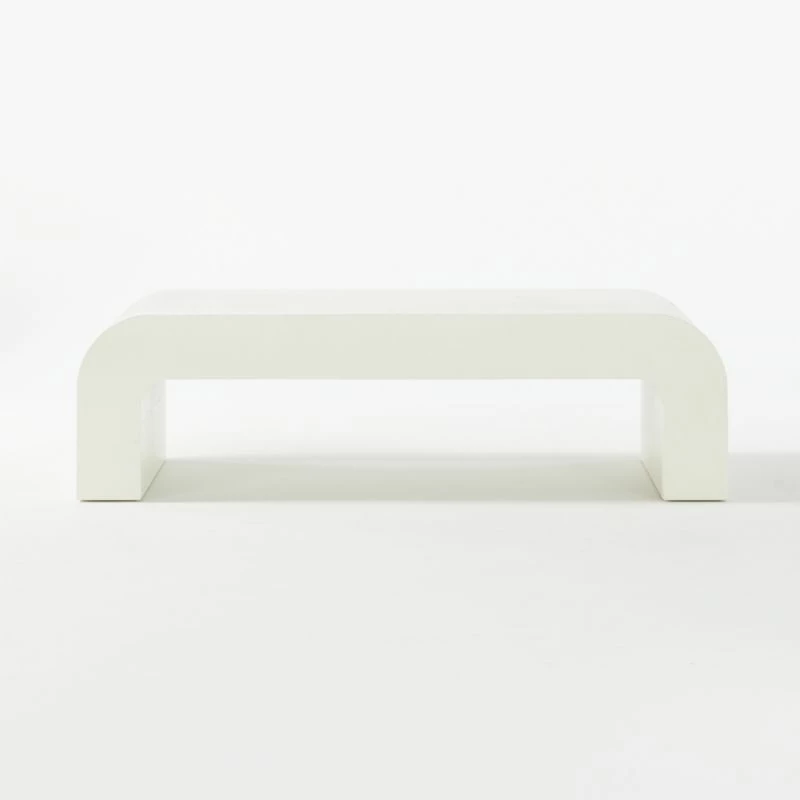 Horseshoe Ivory Lacquered Linen 60" Coffee Table 5 Horseshoe Ivory Lacquered Linen 60" Coffee Table - Image 3