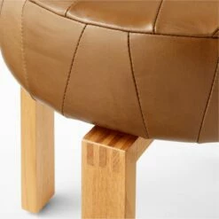 Humboldt Brown Leather Upholstered Stool -marin sHOP HumboldtLeatherStoolAVSSS22