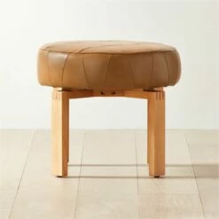 Humboldt Brown Leather Upholstered Stool