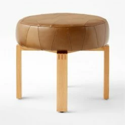Humboldt Brown Leather Upholstered Stool -marin sHOP HumboldtLeatherStoolSOSSS22