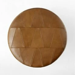 Humboldt Brown Leather Upholstered Stool -marin sHOP HumboldtLeatherStoolTOPSSS22