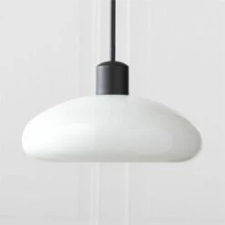 Iona Matte Black And Opaline Glass Pendant Light