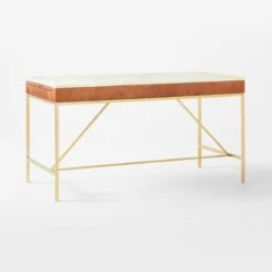 Irwin Burl Wood Desk With Travertine Top Model 8804 -marin sHOP IrwinModel8804BurlDesk3QBSSF21