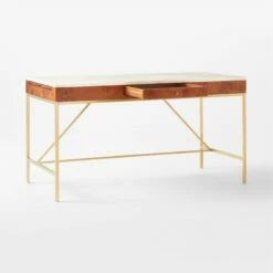 Irwin Burl Wood Desk With Travertine Top Model 8804 -marin sHOP IrwinModel8804BurlDeskAV2SSF21