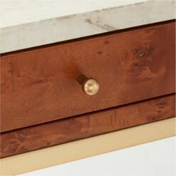 Irwin Burl Wood Desk With Travertine Top Model 8804 -marin sHOP IrwinModel8804BurlDeskAV3SSF21