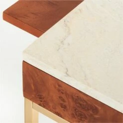 Irwin Burl Wood Desk With Travertine Top Model 8804 -marin sHOP IrwinModel8804BurlDeskAV4SSF21