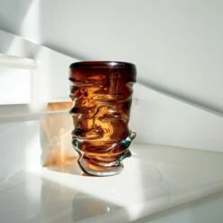 Jacqueline Brown Handblown Glass Vase -marin sHOP JacquelineChocolateBrownVaseAG21 1x1